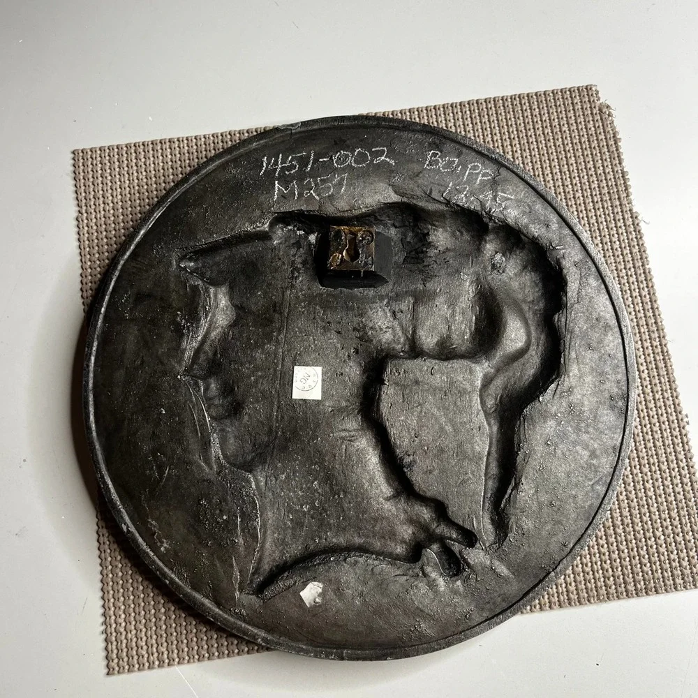 Vintage Greek Athena Minerva Medallion Wall Plaque Cast Metal Relief 11 Inch